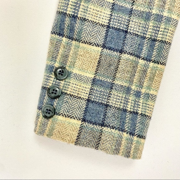 1970s Bobbie Brooks Plaid Blue and Cream Vintage Blazer. Petite/Juniors 10. - Picture 4 of 11